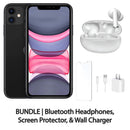 Restored Apple iPhone 11 Fully Unlocked Bundle: Bluetooth Headphones, Screen Protector, & Wall Charger (Refurbished)