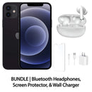 Restored Apple iPhone 12 Fully Unlocked Bundle: Bluetooth Headphones, Screen Protector, & Wall Charger (Refurbished)