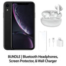 Restored Apple iPhone XR Fully Unlocked Bundle: Bluetooth Headphones, Screen Protector, & Wall Charger (Refurbished)