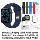Restored Apple Watch Series 6 (GPS) Bundle 5 Bonus Bands, Charging Stand, Screen Protector, & 2 amp charger (Refurbished)