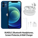 Restored Apple iPhone 12 Fully Unlocked Bundle: Bluetooth Headphones, Screen Protector, & Wall Charger (Refurbished)