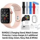 Restored Apple Watch Series 5 (GPS) Bundle 5 Bonus Bands, Charging Stand, Screen Protector, & 2 amp charger (Refurbished)