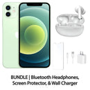Restored Apple iPhone 12 Fully Unlocked Bundle: Bluetooth Headphones, Screen Protector, & Wall Charger (Refurbished)