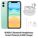 Restored Apple iPhone 11 Fully Unlocked Bundle: Bluetooth Headphones, Screen Protector, & Wall Charger (Refurbished)