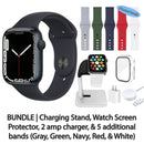 Restored Apple Watch Series 7 (GPS) Bundle 5 Bonus Bands, Charging Stand, Screen Protector, & 2 amp charger (Refurbished)