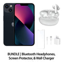 Restored Apple iPhone 13 Fully Unlocked Bundle: Bluetooth Headphones, Screen Protector, & Wall Charger (Refurbished)