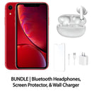 Restored Apple iPhone XR Fully Unlocked Bundle: Bluetooth Headphones, Screen Protector, & Wall Charger (Refurbished)