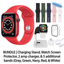 Restored Apple Watch Series 6 (GPS) Bundle 5 Bonus Bands, Charging Stand, Screen Protector, & 2 amp charger (Refurbished)