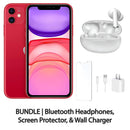Restored Apple iPhone 11 Fully Unlocked Bundle: Bluetooth Headphones, Screen Protector, & Wall Charger (Refurbished)