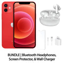 Restored Apple iPhone 12 Fully Unlocked Bundle: Bluetooth Headphones, Screen Protector, & Wall Charger (Refurbished)