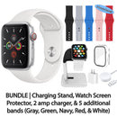 Restored Apple Watch Series 5 (GPS) Bundle 5 Bonus Bands, Charging Stand, Screen Protector, & 2 amp charger (Refurbished)