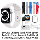 Restored Apple Watch Series 6 (GPS) Bundle 5 Bonus Bands, Charging Stand, Screen Protector, & 2 amp charger (Refurbished)