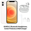 Restored Apple iPhone 12 Fully Unlocked Bundle: Bluetooth Headphones, Screen Protector, & Wall Charger (Refurbished)