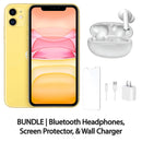 Restored Apple iPhone 11 Fully Unlocked Bundle: Bluetooth Headphones, Screen Protector, & Wall Charger (Refurbished)