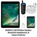 Restored Apple iPad 5 9.7" 32GB Space Gray (Wifi) Bundle: LED Wireless Speaker, Bluetooth Headphones, & Screen Protector (Refurbished)